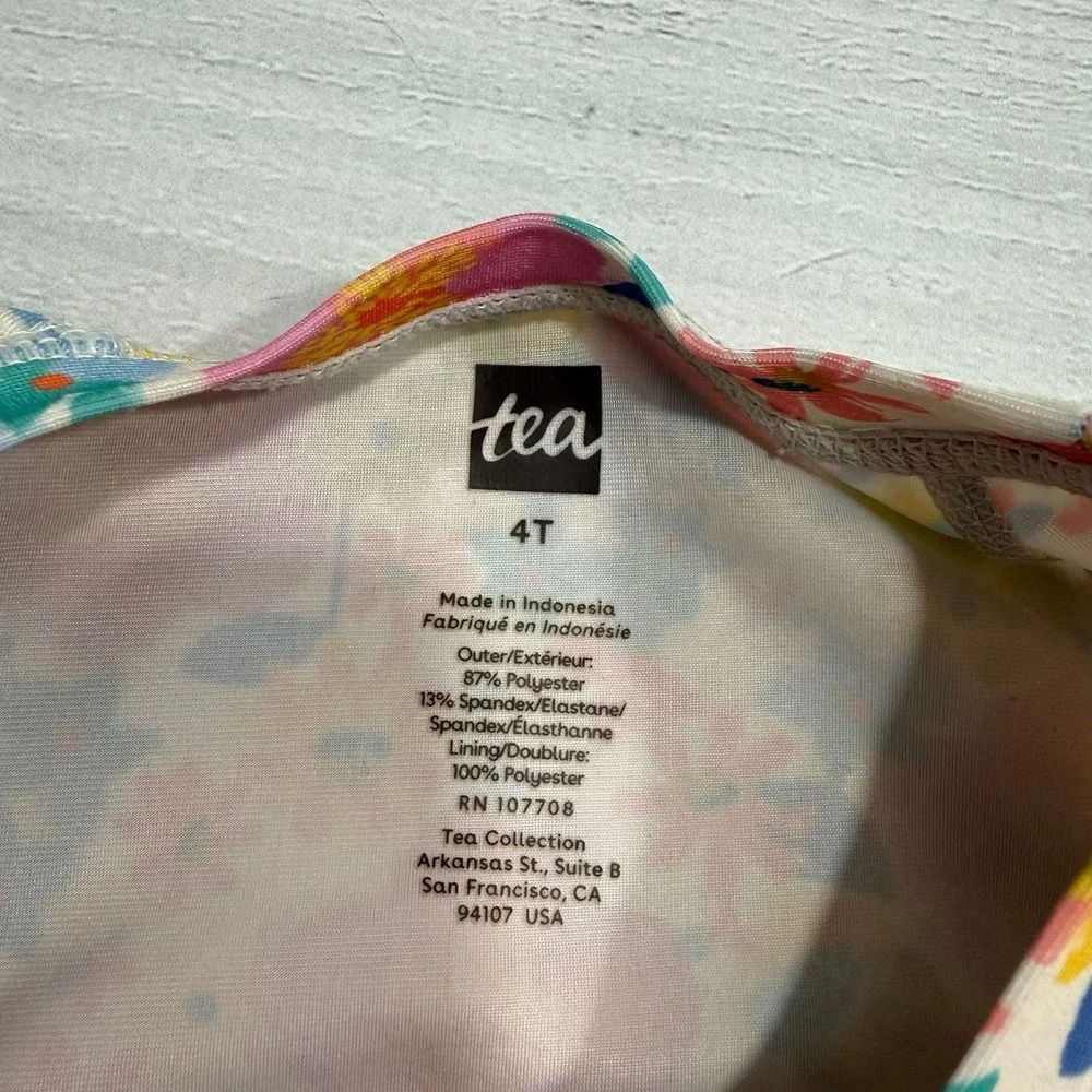 Tea collection girls floral two piece long sleeve rashguard swimsuit size 3